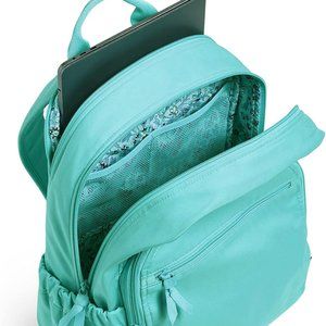 NWT Vera Bradley Women's Cotton Campus Backpack, Turquoise Sky - Recycled Cotton